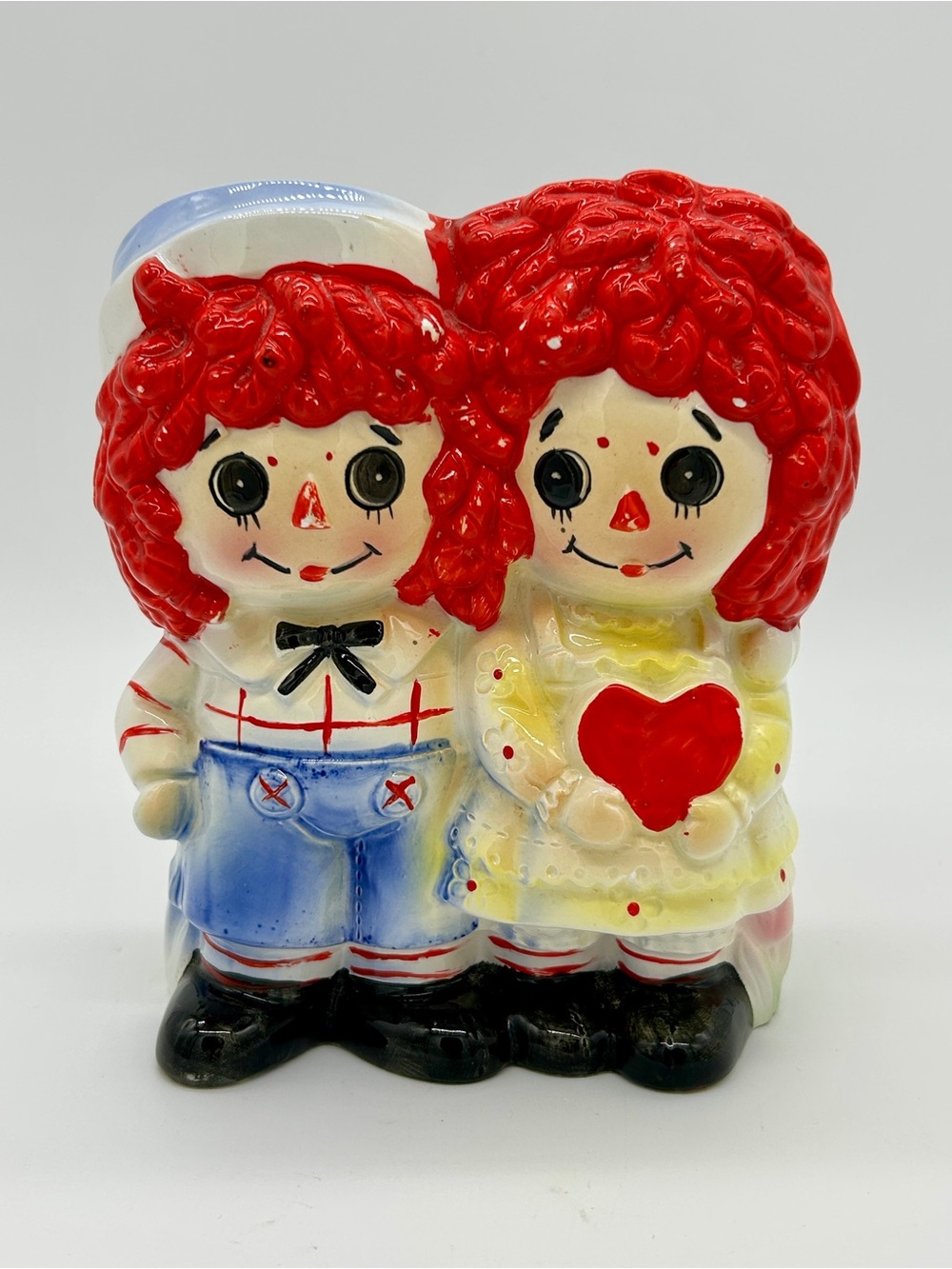 Vintage 1976 Raggedy Ann Andy Ceramic Planter Vase Rubens Japan Bobbs Merrill